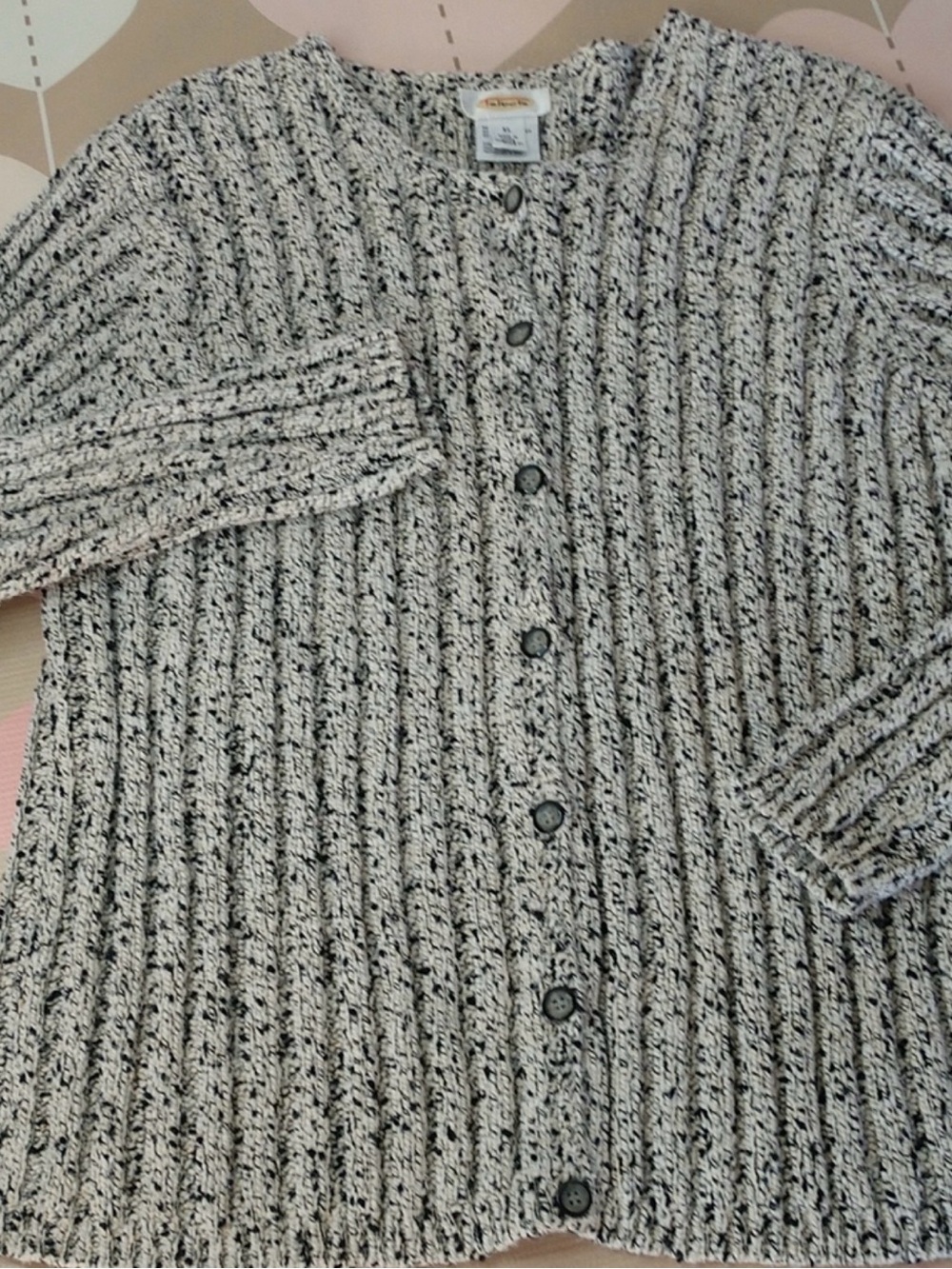Talbots silk blend Cream and Black Cardigan